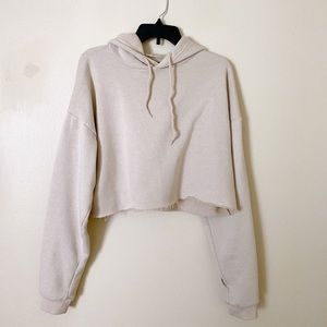 Boohoo Cropped Hoodie in Sand